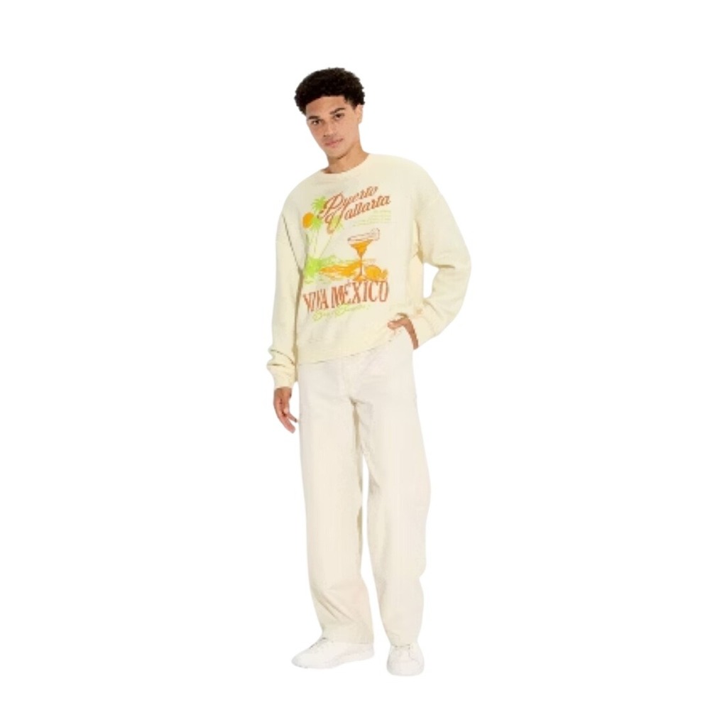 Original Use Men's Cream Puerto Vallarta Viva Mexico‎ Graphic Sweatshirt Size S